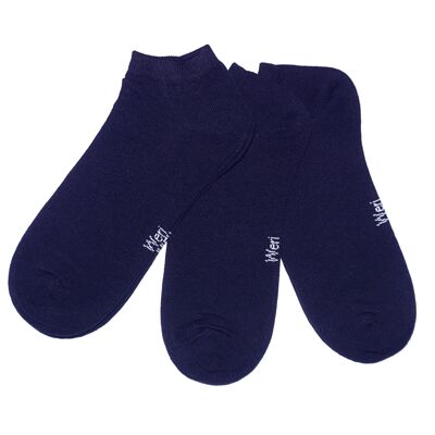 Sneaker Socks for Kids and Adults 3-Pair Set >>Navy Blue<< Plain color ankle cotton short socks soft cotton