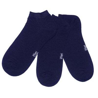 Sneaker Socks for Kids and Adults 3-Pair Set >>Navy Blue<< Plain color ankle cotton short socks