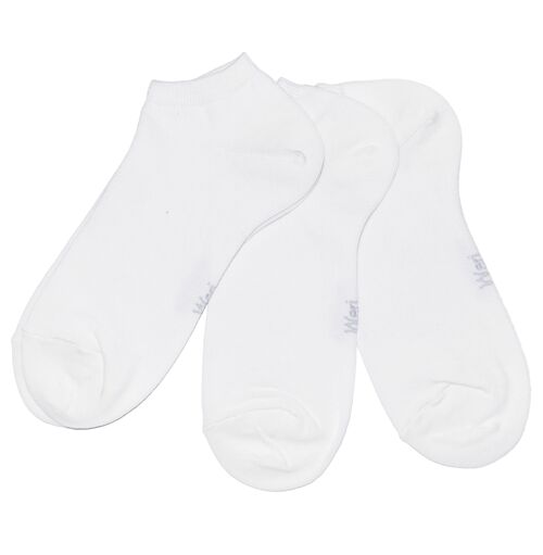 Sneaker Socks for Kids and Adults 3-Pair Set >>White<< Plain color ankle cotton short socks soft cotton