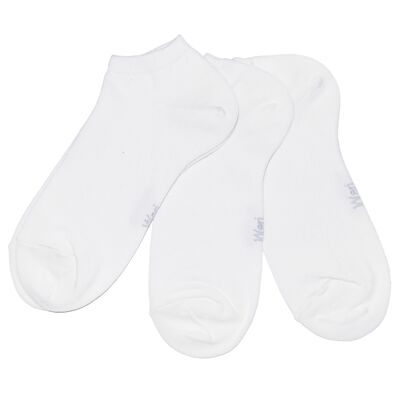 Sneaker Socken für Kinder und Erwachsene 3er Set >>Weiß<< Unifarbene Knöchelsocken aus weicher Baumwolle