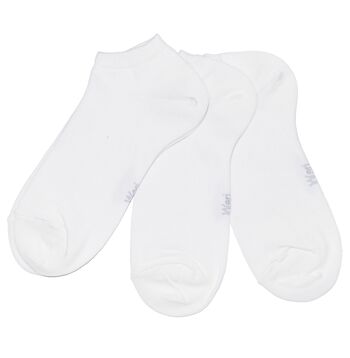 Ensemble de 3 paires de chaussettes baskets pour enfants et adultes >>Blanc<< Chaussettes courtes en coton de couleur unie à la cheville en coton doux 1