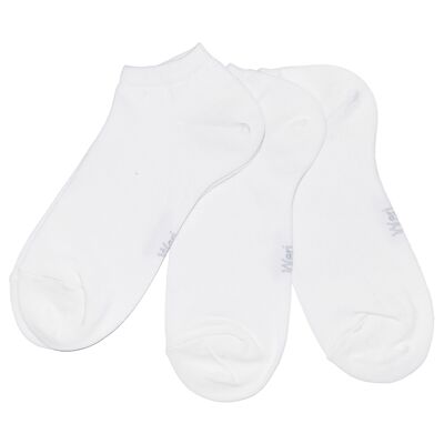 Sneaker Socks for Kids and Adults 3-Pair Set >>White<< Plain color ankle cotton short socks