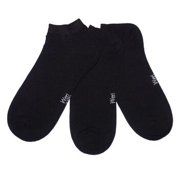 Ensemble de 3 paires de chaussettes Sneaker pour enfants et adultes >> Noir << Chaussettes courtes en coton de couleur unie à la cheville 1