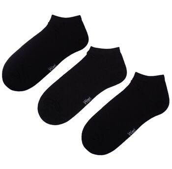 Ensemble de 3 paires de chaussettes Sneaker pour enfants et adultes >> Noir << Chaussettes courtes en coton de couleur unie à la cheville 2