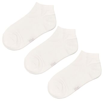 Ensemble de 3 paires de chaussettes baskets pour enfants et adultes >>Crème<< Chaussettes courtes en coton uni à la cheville en coton doux 2