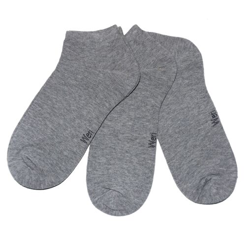 Sneaker Socks for Kids and Adults 3-Pair Set >>Mottled Grey<< Plain color ankle cotton short socks soft cotton