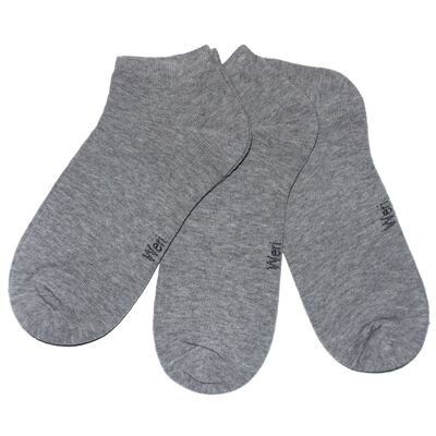 Sneaker Socks for Kids and Adults 3-Pair Set >>Mottled Grey<< Plain color ankle cotton short socks
