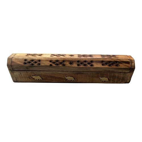Mango Wood Incense Holder, 30x7x7cm, Coffin Style 01