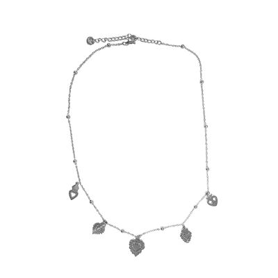 Boho-Herzen-Halskette – Silber