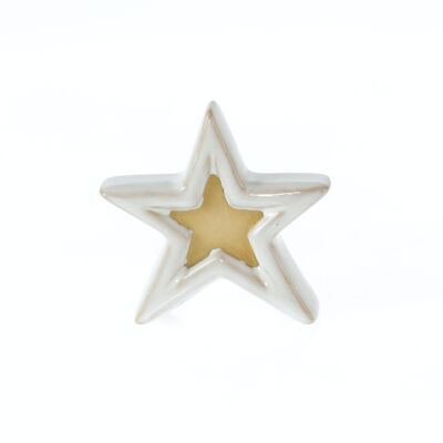 Étoile en terre cuite par ex. Lieux, 11,5 x 3,5 x 11 cm, marron/blanc, 783395