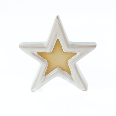 Estrella de terracota p. Juego, 14,5 x 4 x 14,5 cm, marrón/blanco, 783388