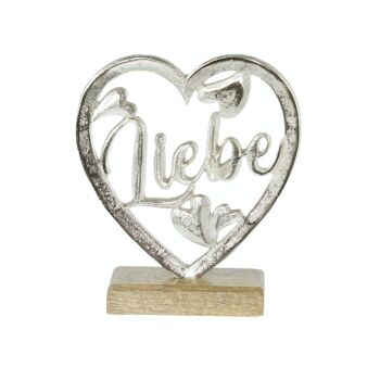 Coeur en aluminium sur socle -Love-, 17,5 x 5 x 20 cm, argent/naturel, 795367 1
