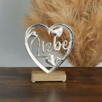 Coeur en aluminium sur socle -Love-, 17,5 x 5 x 20 cm, argent/naturel, 795367 2