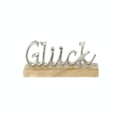 Aluminum lettering -luck-, 19 x 5 x 9 cm, silver/natural, 795428