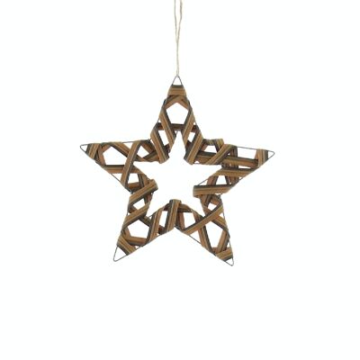 Metal hanger rattan star, 20 x 0.5 x 20 cm, brown, 785665