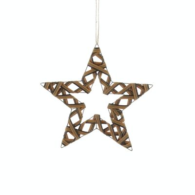 Metal hanger rattan star, 25 x 0.5 x 25 cm, brown, 785672