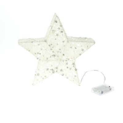 Metal star with LED z.Stellen, 30 x 0 x 30 cm, white, suitable for 3xAA, 785900