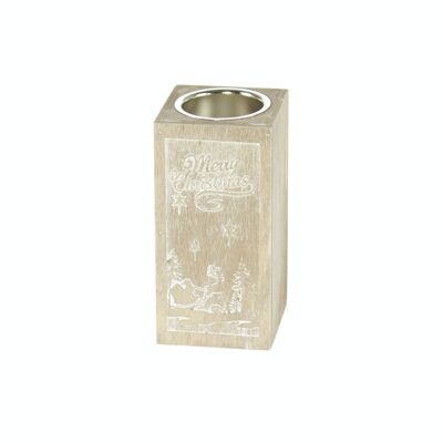 Porta tealight in legno con motivo, 6 x 6 x 12 cm, marrone, 786075