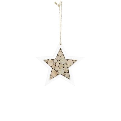 Wooden hanger star, 15 x 1.5 x 15 cm, natural/white, 786358