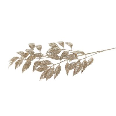 Plastic branch with leaves, 30 x 2 x 70 cm, champagne, 797071