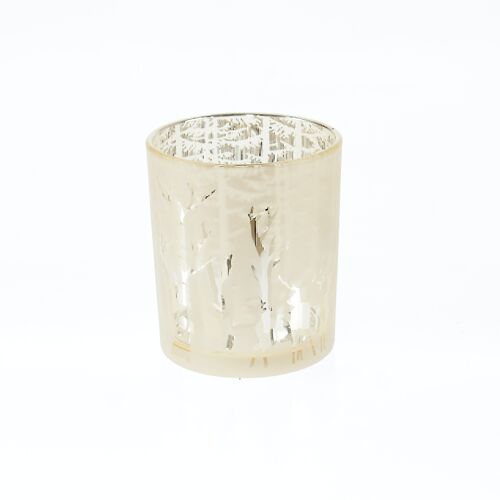 Glas-Windlicht Winterwald, 9 x 9 x 10 cm, champagne, 781940