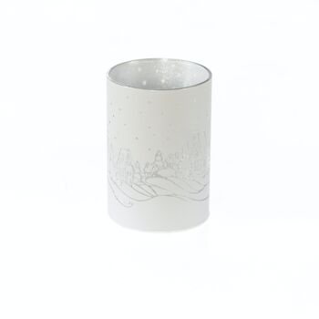 Cylindre en verre LED Nordic, 7 x 7 x 10 cm, or/blanc, minuterie, convient pour 3AAA, 792281 1