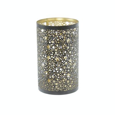 Linterna de metal con diseño de estrella, 12 x 12 x 20 cm, negro/dorado, 793509