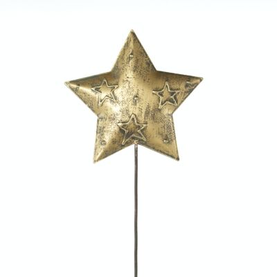 Metal plug star, 13 x 1.5 x 68 cm, antique gold, 785283