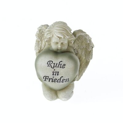 Poly grave decoration angel with heart, 10 x 7.5 x 13cm, stone grey, 787461