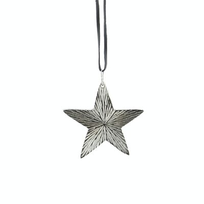 Aluminum hanger star small, 9.5x0.4x9cm, shiny silver, 798498