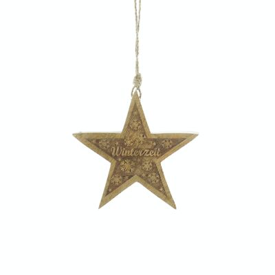 Percha de madera estrella invierno, 20 x 1,5 x 20 cm, marrón/natural, 798733