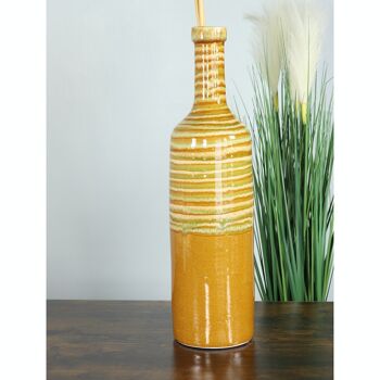Flacon vase de sol en céramique, 12 x 12 x 50 cm, moutarde réactive, diamètre intérieur 3,9 cm, 799105 2
