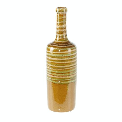 Keramik-Bodenvase Flasche, 10 x 10 x 40 cm, senf reaktiv, Innendurchmesser: 3 cm, 799112