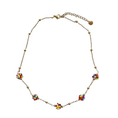 Kurze Halskette mit Perlenkugeln – Mehrfarbig