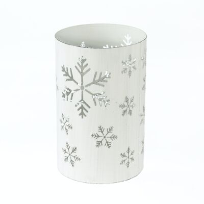 Metal lantern snowflake, 13 x 13 x 20 cm, white, 797880