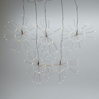 Wire light stars 5pcs 200LED, 130cm, with timer, with plug, IP44, 789366