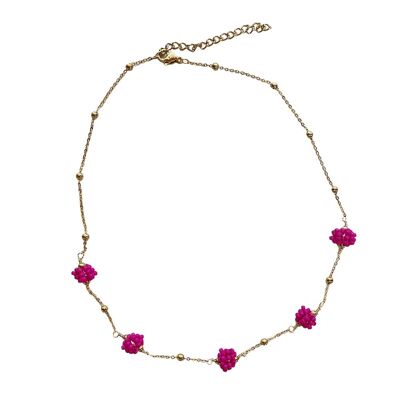 Short necklace with balls of beads - Fuchsia