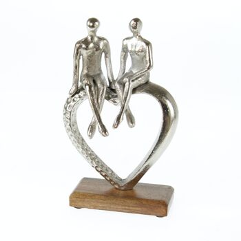 Amants en aluminium sur un coeur, 18 x 10 x 28cm, argent, 800542 1