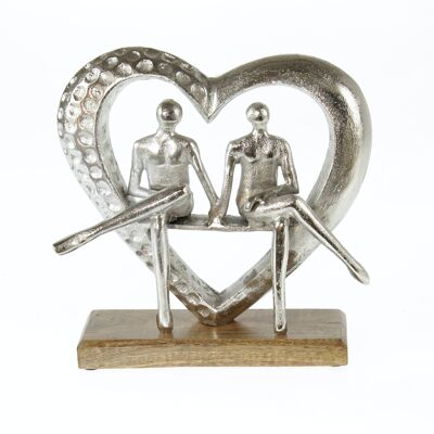 Amantes de aluminio en un corazón, 27 x 11 x 26 cm, plateado, 800559