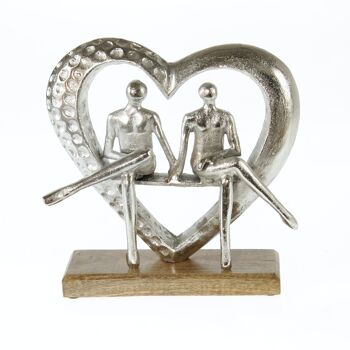 Amants en aluminium dans un coeur, 27 x 11 x 26cm, argent, 800559 1