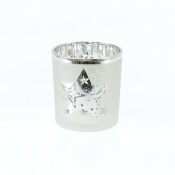 Lanterne en verre design étoile, 7 x 7 x 8 cm, argent, 782268 1