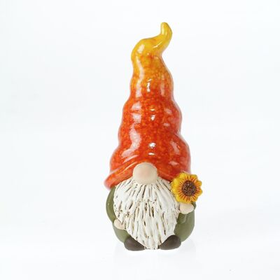 Gnomo de cerámica girasol, 10,5 x 10 x 23,5 cm, multicolor, 783135