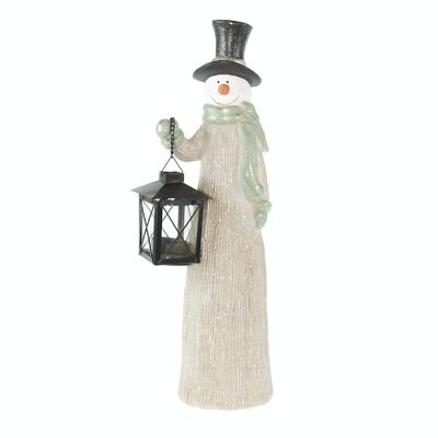 Muñeco de nieve de cerámica alto, 12,5 x 10,5x40,5 cm, beige/verde, 783166