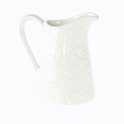 Keramik-Krug Schneeflocke 1,5l, 19 x 14,5 x 20 cm, weiß, 794827