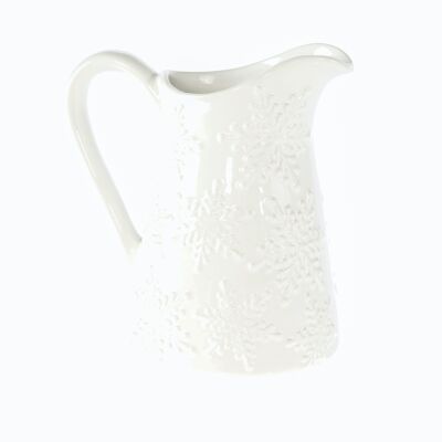 Jarra de cerámica copo de nieve 1,5 l, 19 x 14,5 x 20 cm, blanca, 794827