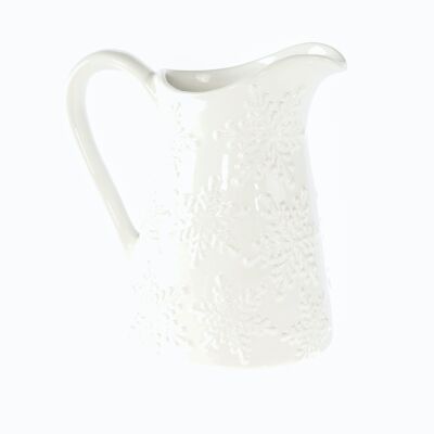 Brocca in ceramica fiocco di neve 1,5 l, 19 x 14,5 x 20 cm, bianco, 794827