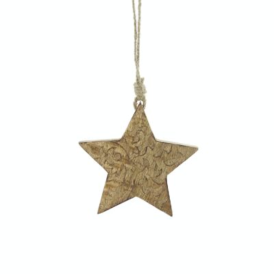 Wooden hanger Star Ornamentdsgn, 15 x 1.5 x 15 cm, brown, 794995