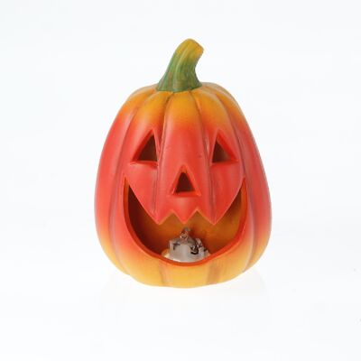 Terracotta pumpkin with LED, 11 x 11 x 14.5 cm, orange, including 2XLR44, 783869