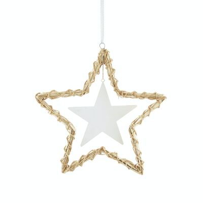 Rattan hanger star, 36 x 2.5 x 36 cm, brown/white, 784095