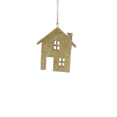 Silhouette de maison à suspendre en bois, 14 x 1,5 x 15 cm, couleur naturelle, 795770